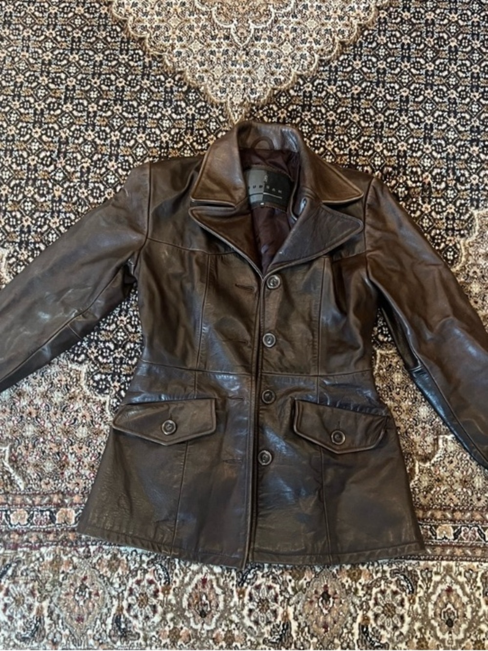 Vintage Rudsak Women’s Dark Brown Leather Jacket - Classic Button Front
